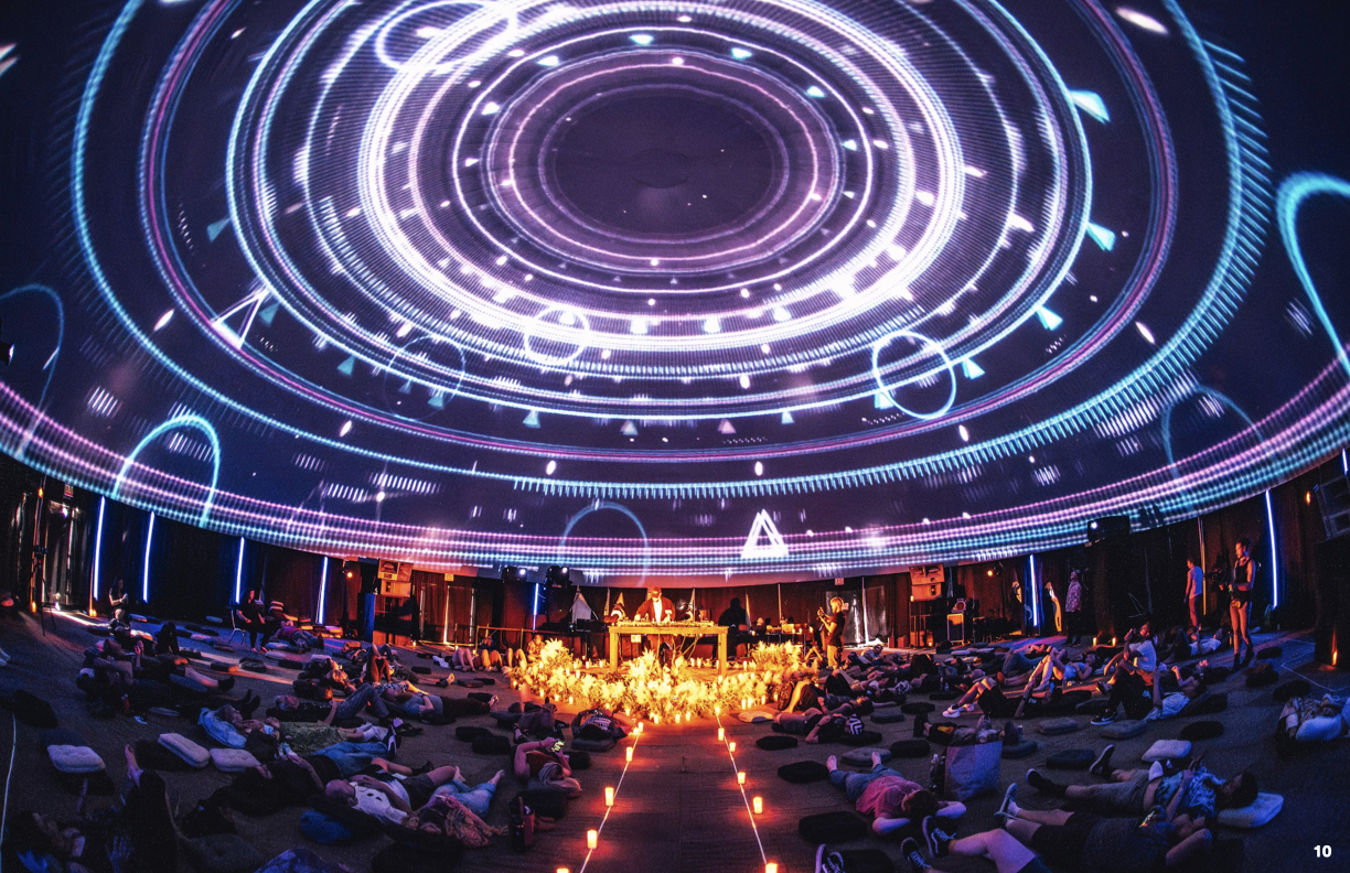 Dome interior with concentric circular projection